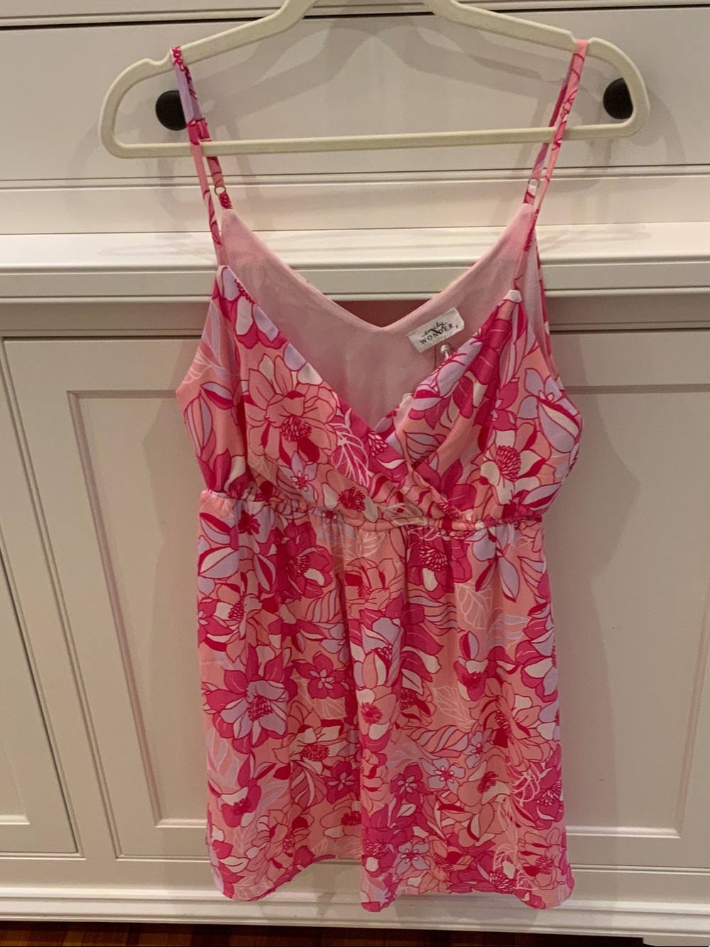 Adjustable Strap Floral Pink Chemise Slip